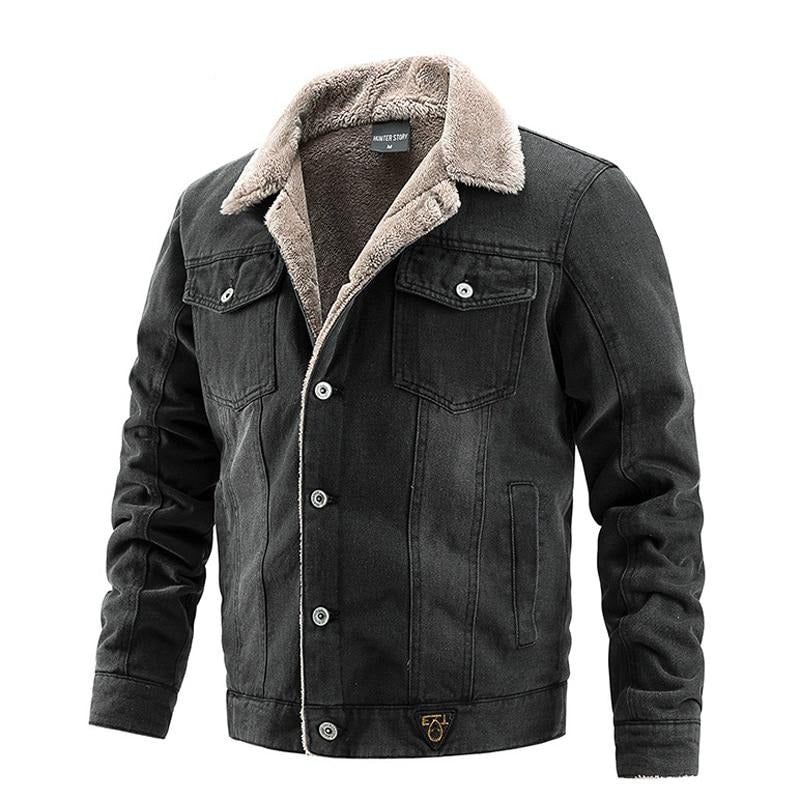 Winer Heren Denim Jas Trendy Fleece Warm Jas Mannelijke Bomber Windjack Cowboy Jassen Kleding - Lichtblauw