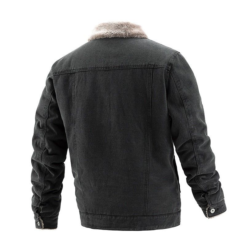 Winer Heren Denim Jas Trendy Fleece Warm Jas Mannelijke Bomber Windjack Cowboy Jassen Kleding - Lichtblauw