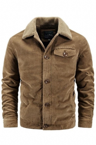 Winter Heren Corduroy Jassen Casual Mannelijke Uitloper Dik Fluwelen Windjack Fleece Warme Kleding