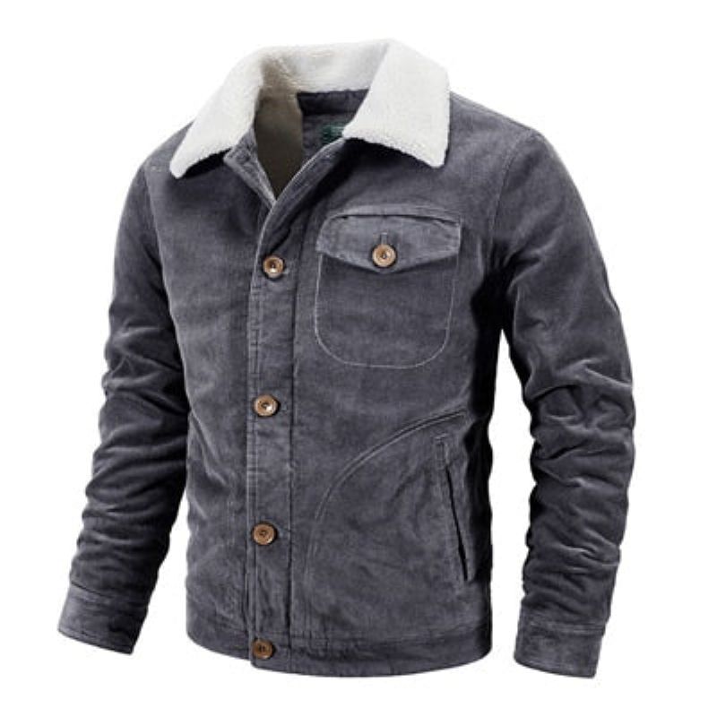 Winter Heren Corduroy Jassen Casual Mannelijke Uitloper Dik Fluwelen Windjack Fleece Warme Kleding - Kaki