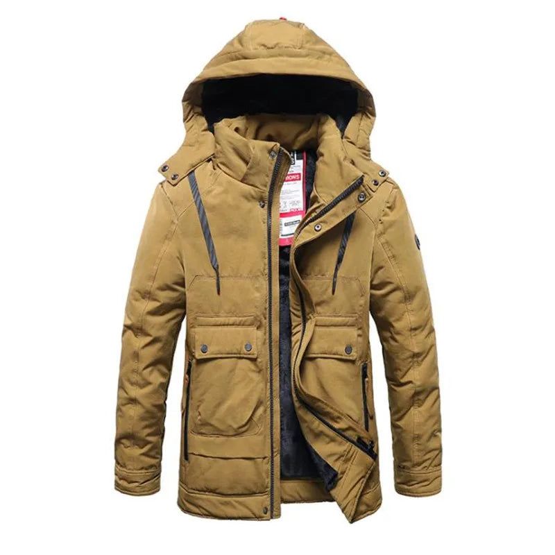 Winter Heren Dikker Jas Casual Capuchon Warm Windjack Parka's Man - Zwart