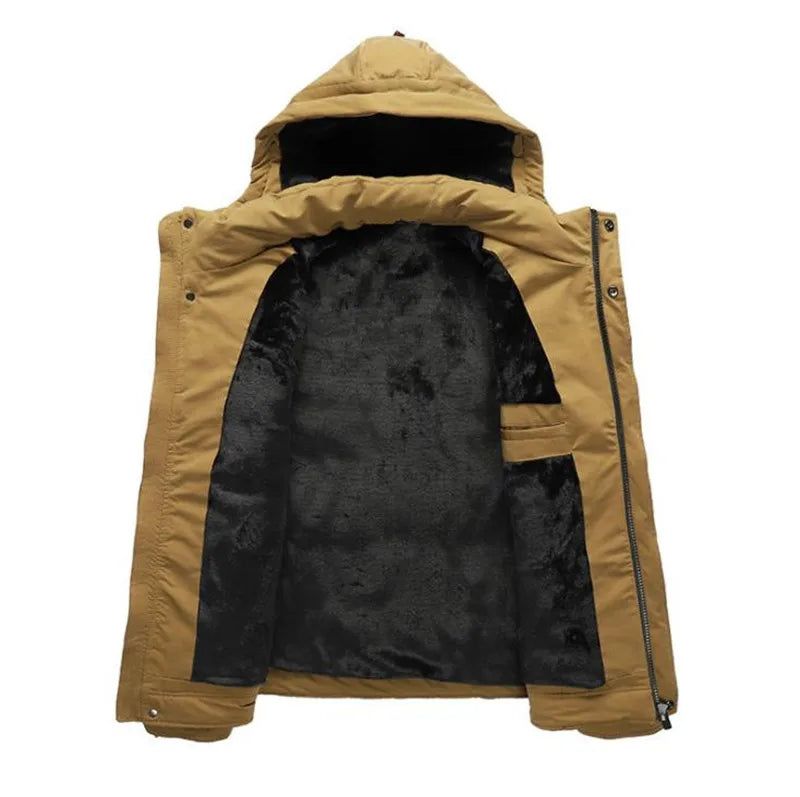 Winter Heren Dikker Jas Casual Capuchon Warm Windjack Parka's Man - Zwart