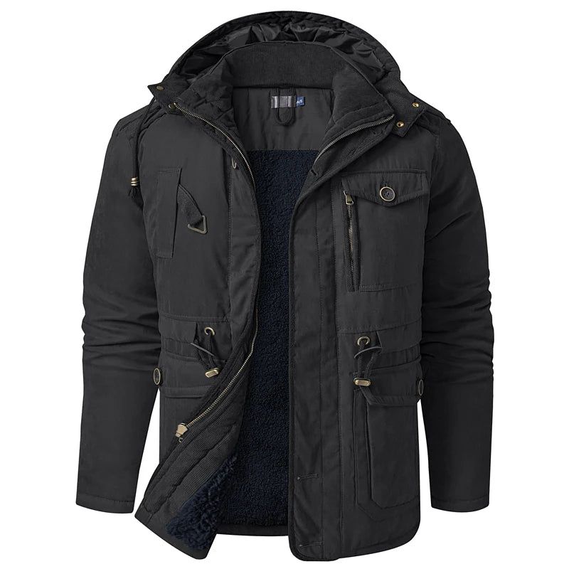 Winter Herenjas Grote Donsjas Met Capuchon Casual Halflange Jas - Zwart