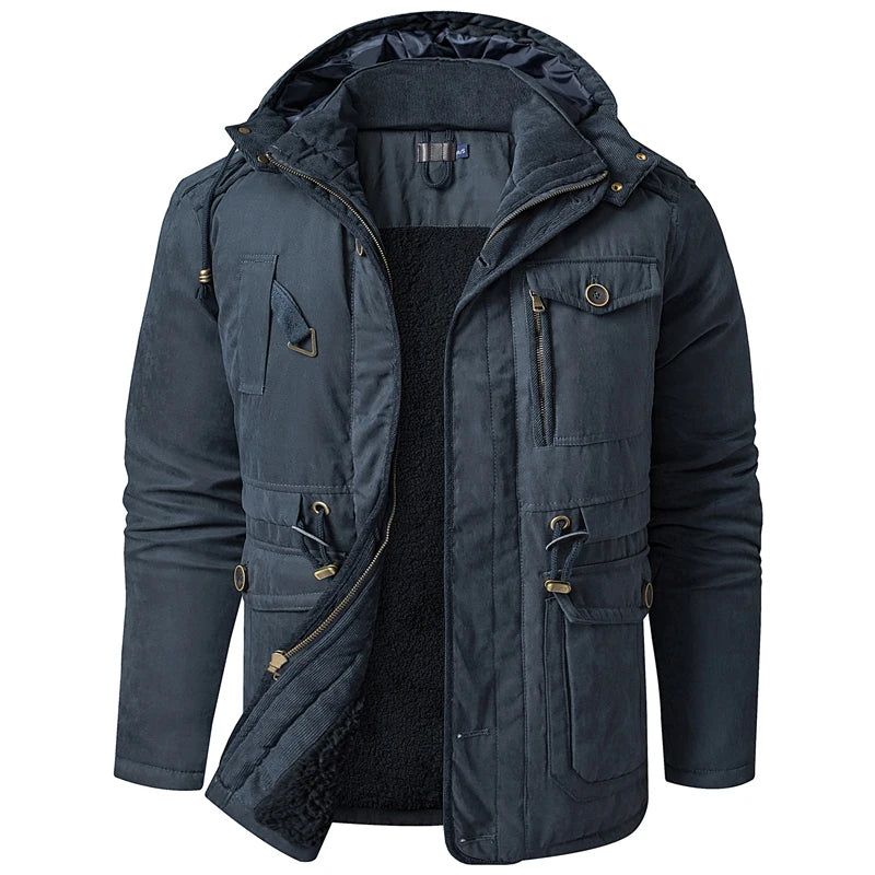 Winter Herenjas Grote Donsjas Met Capuchon Casual Halflange Jas - Zwart