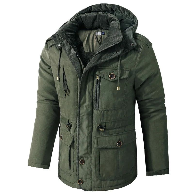 Winter Herenjas Grote Donsjas Met Capuchon Casual Halflange Jas - Zwart