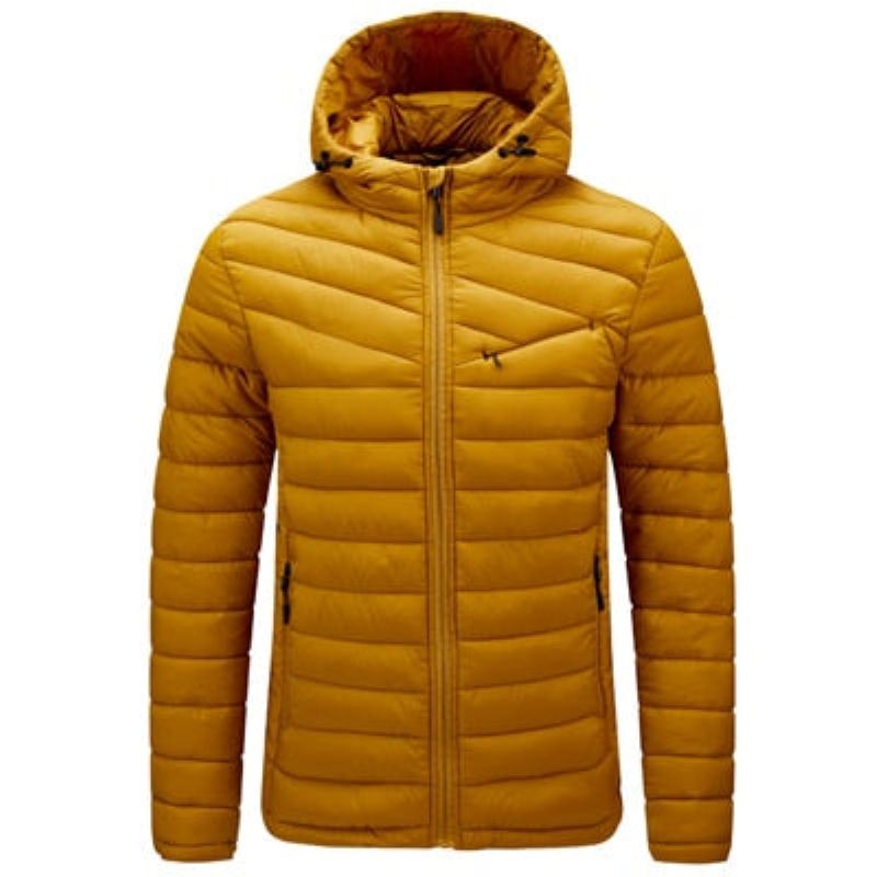 Winter Herenjas Mannelijk Ultralicht Dons Warme Parka's Jassen Casual Uitloper Thermische Met Capuchon Herenkleding - Geel