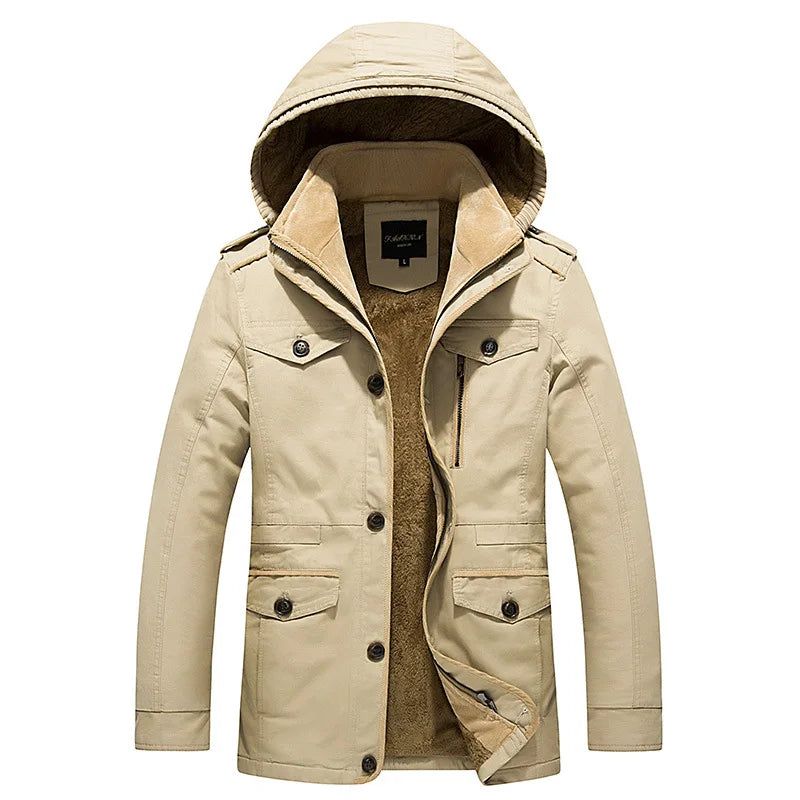 Winter Herenjas Oversized Herenparka's Met Capuchon Multi-pocket Dikker Fleecejack Herenkledingjas - Zwart