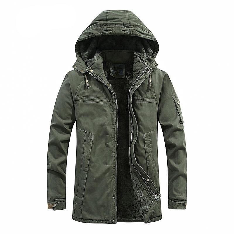 Winter Herenjassen Fleece Warme Winbreaker-jassen Heren Outdoor Dikker Militaire Thermische Jassen Met Capuchon Kleding - Kaki