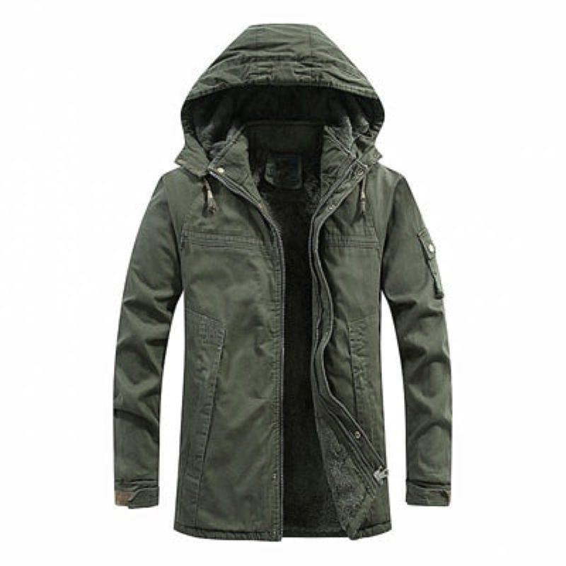 Winter Herenjassen Fleece Warme Winbreaker-jassen Heren Outdoor Dikker Militaire Thermische Jassen Met Capuchon Kleding - Kaki