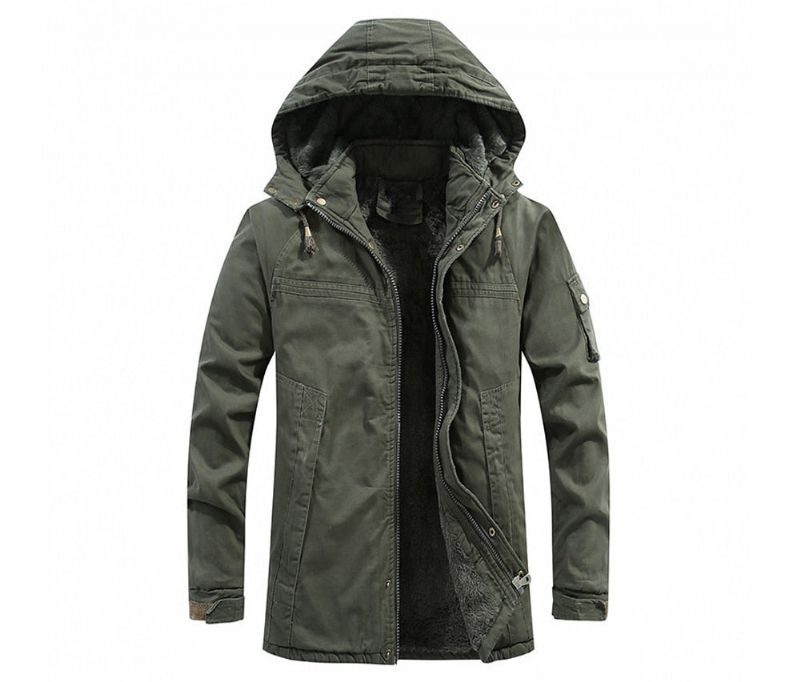 Winter Herenjassen Fleece Warme Winbreaker-jassen Heren Outdoor Dikker Militaire Thermische Jassen Met Capuchon Kleding - Kaki