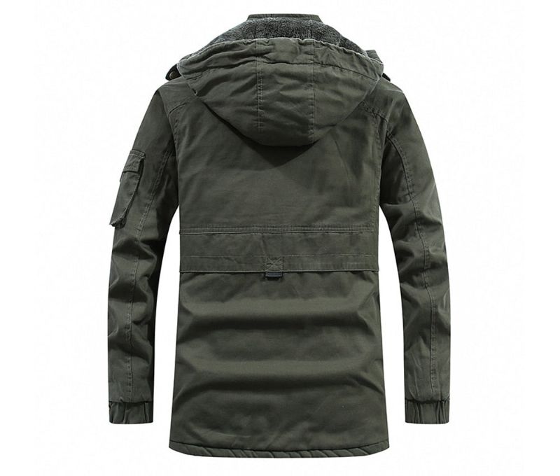 Winter Herenjassen Fleece Warme Winbreaker-jassen Heren Outdoor Dikker Militaire Thermische Jassen Met Capuchon Kleding - Kaki