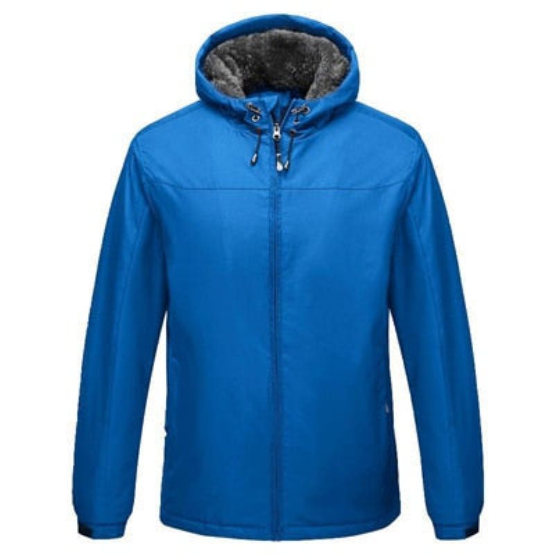 Winter Herensportjack Casual Outdoor Windjack Thermische Jassen Met Capuchon Fleece Warme Herenkleding - Hemelsblauw