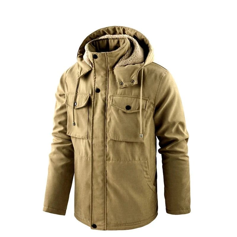 Winter Mannen Dikke Warme Fleece Parka Jas Winddichte Jas Met Capuchon Jas Heren Jas Man - Donkerblauw