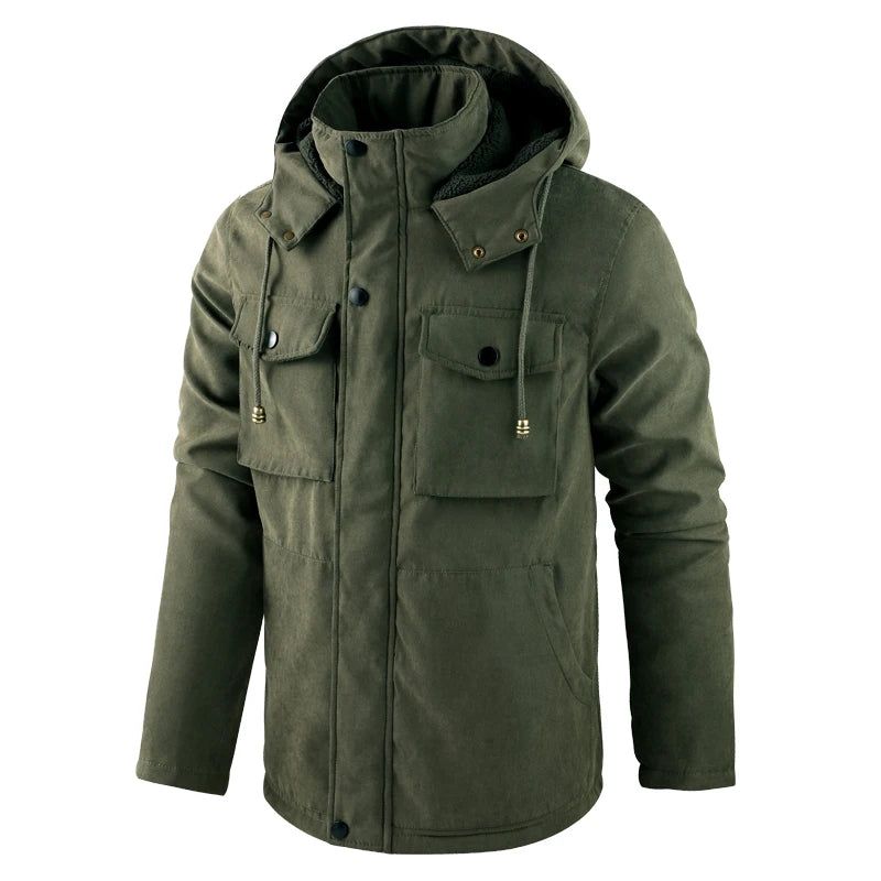 Winter Mannen Dikke Warme Fleece Parka Jas Winddichte Jas Met Capuchon Jas Heren Jas Man - Donkerblauw