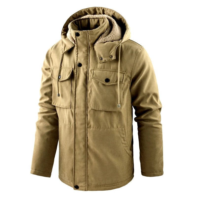 Winter Mannen Dikke Warme Fleece Parka Jas Winddichte Jas Met Capuchon Jas Heren Jas Man - Donkerblauw