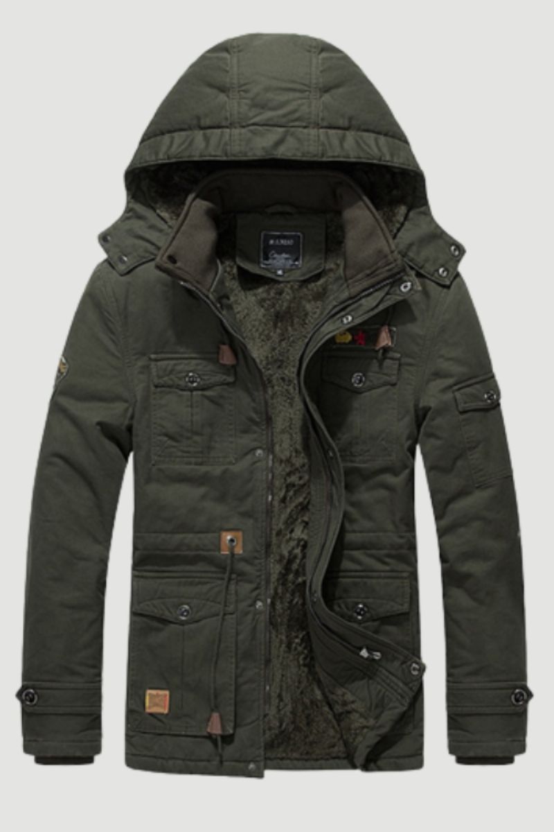 Winter Militaire Thermische Jas Heren Casual Dikke Warme Leger Piloot Parka's Jassen Multi-pocket Uitloper Fleece Bomberkleding Met Capuchon