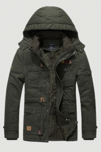 Winter Militaire Thermische Jas Heren Casual Dikke Warme Leger Piloot Parka's Jassen Multi-pocket Uitloper Fleece Bomberkleding Met Capuchon