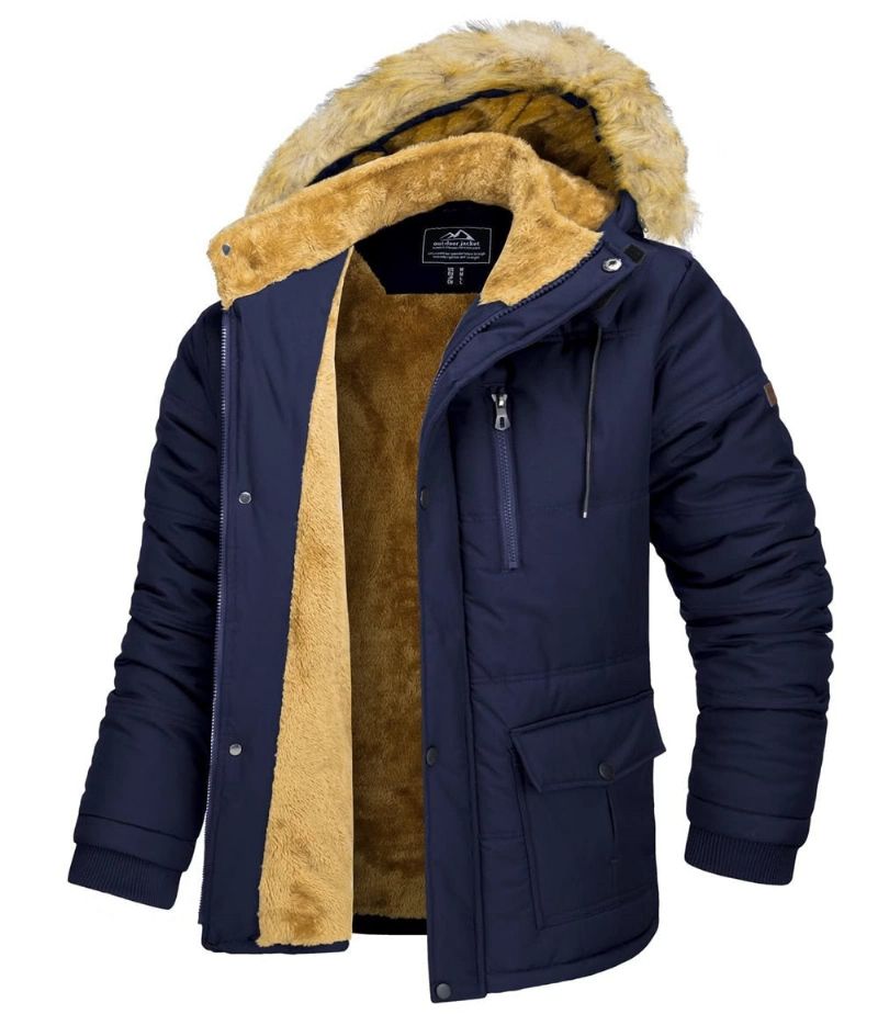 Winterfleecevoering Ski-snowboardjassen Herenjassen Met Capuchon Afneembare Wandelparka Casual Windjack Uitloper - Zwart