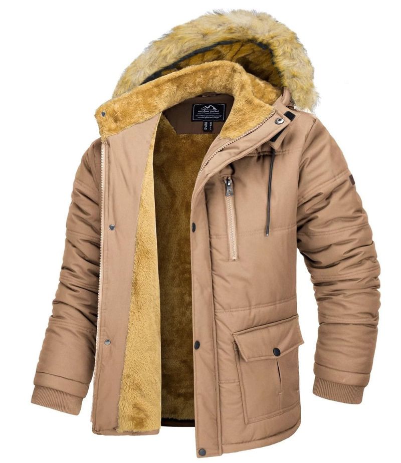 Winterfleecevoering Ski-snowboardjassen Herenjassen Met Capuchon Afneembare Wandelparka Casual Windjack Uitloper - Zwart