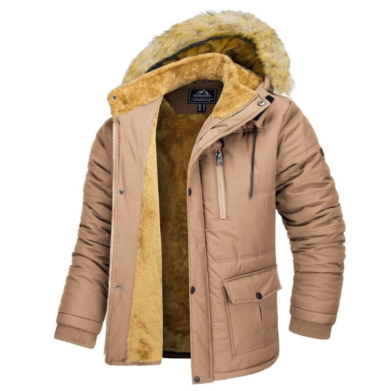 Winterfleecevoering Ski-snowboardjassen Herenjassen Met Capuchon Afneembare Wandelparka Casual Windjack Uitloper - Zwart