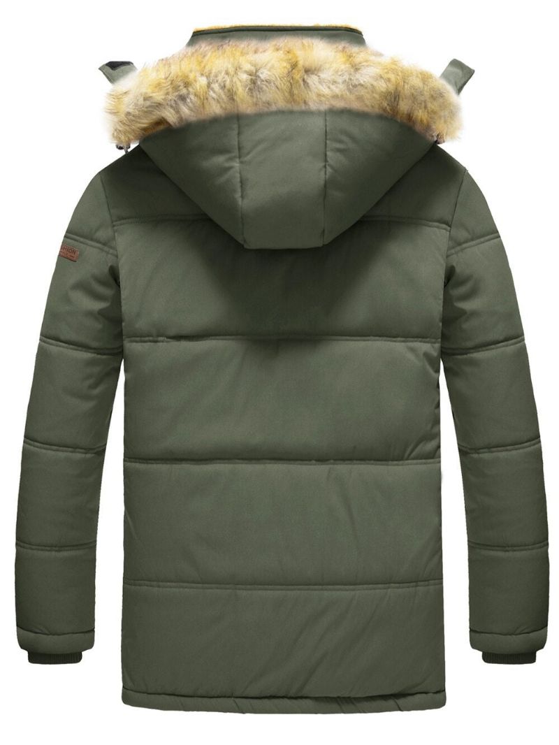 Winterfleecevoering Ski-snowboardjassen Herenjassen Met Capuchon Afneembare Wandelparka Casual Windjack Uitloper - Zwart