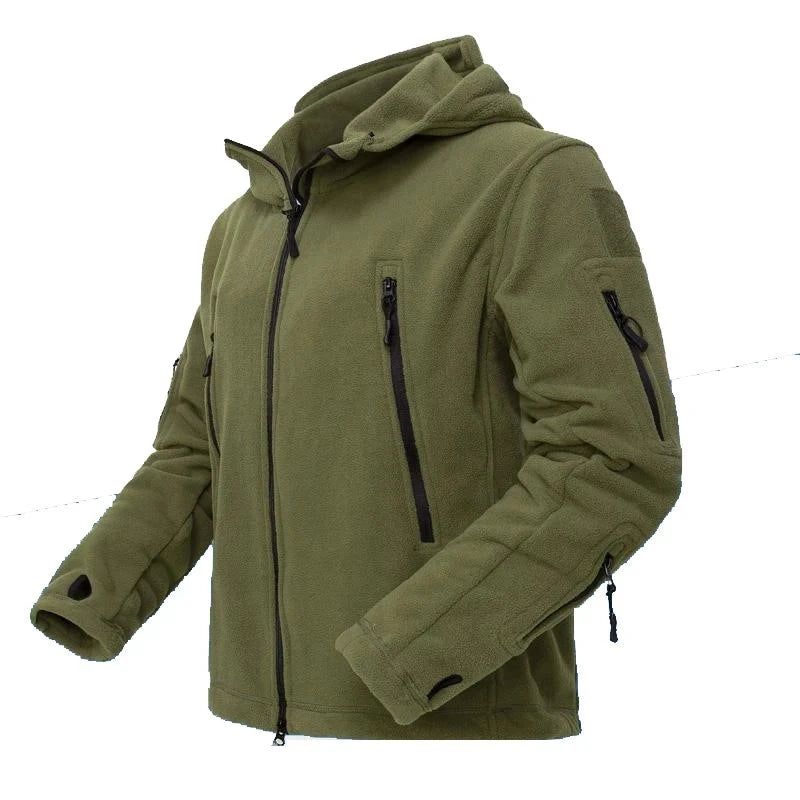 Winterjas Heren Fleece Jas Jas Mannelijke Bovenkleding Warme Rits Casual Jas Kleding Capuchon Jassen - Kaki