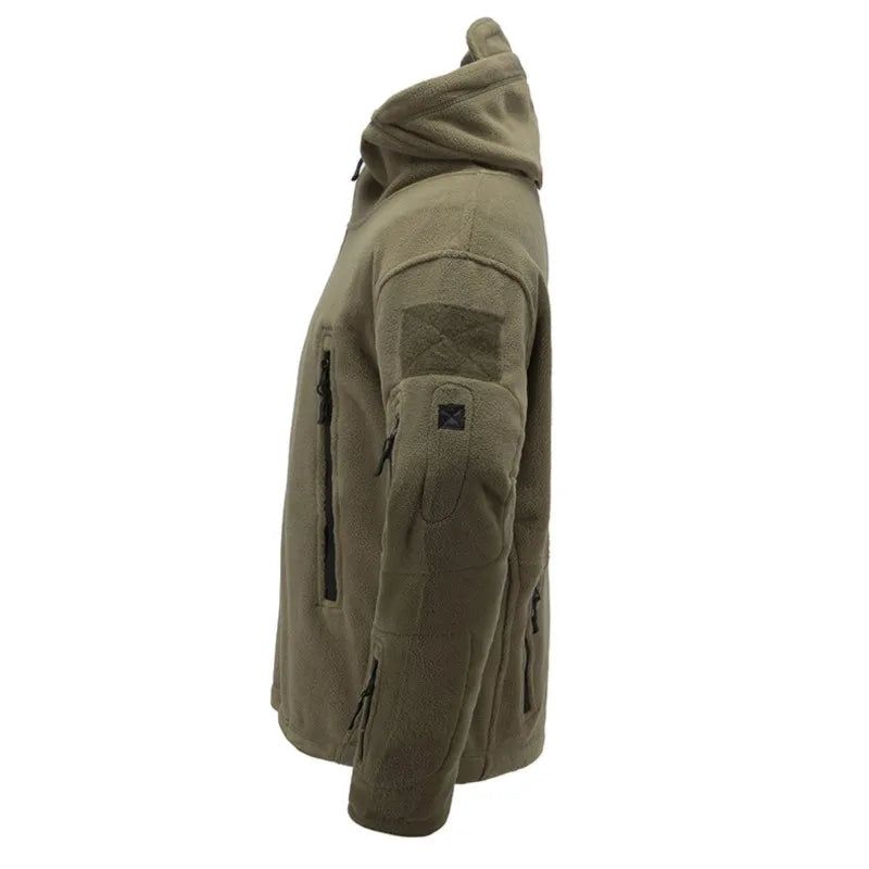 Winterjas Heren Fleece Jas Jas Mannelijke Bovenkleding Warme Rits Casual Jas Kleding Capuchon Jassen - Kaki