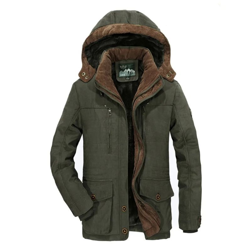 Winterjas Heren Uitloper Windjack Militair Bont Pluche Dikker Fleece Kleding - Koffie