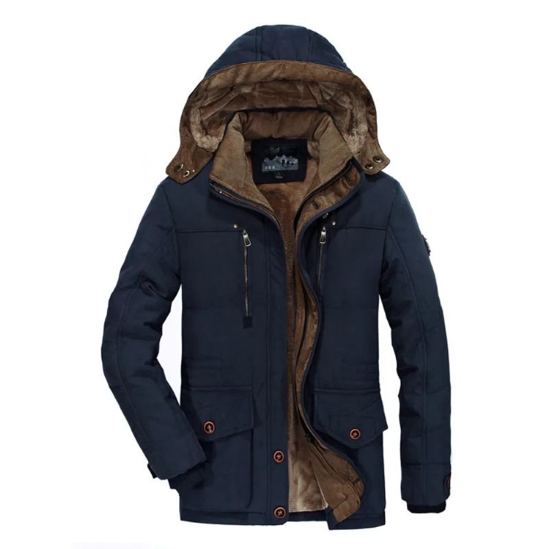 Winterjas Heren Uitloper Windjack Militair Bont Pluche Dikker Fleece Kleding - Koffie