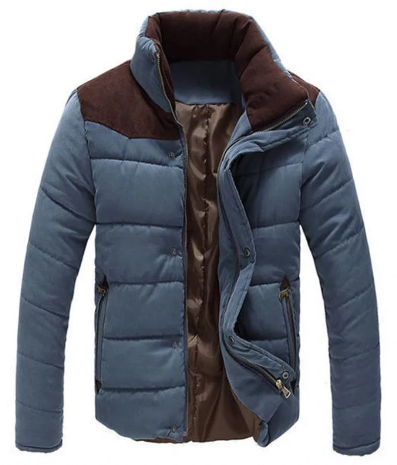 Winterjas Heren Warm Casual Katoenen Jassen Bovenkleding - Blauw