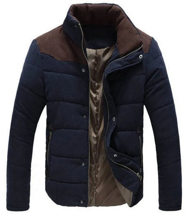 Winterjas Heren Warm Casual Katoenen Jassen Bovenkleding - Blauw