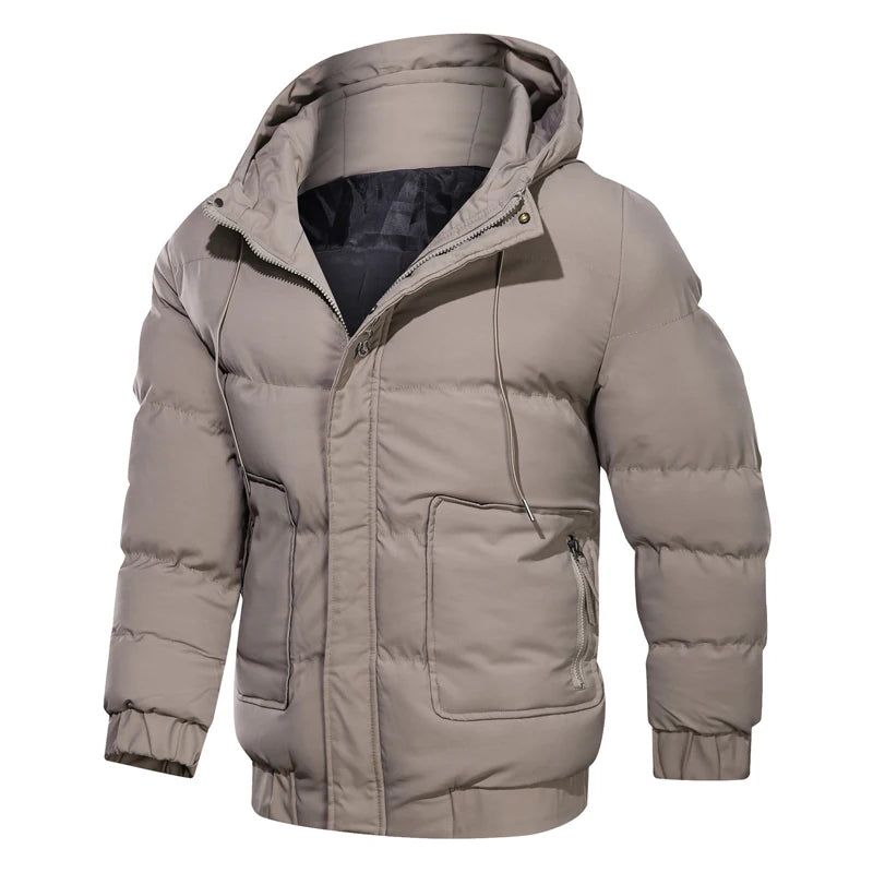 Winterjas Parka's Heren Effen Capuchon Rits Dikker Warme Jassen Waterdichte Herenparka's En - Zwart