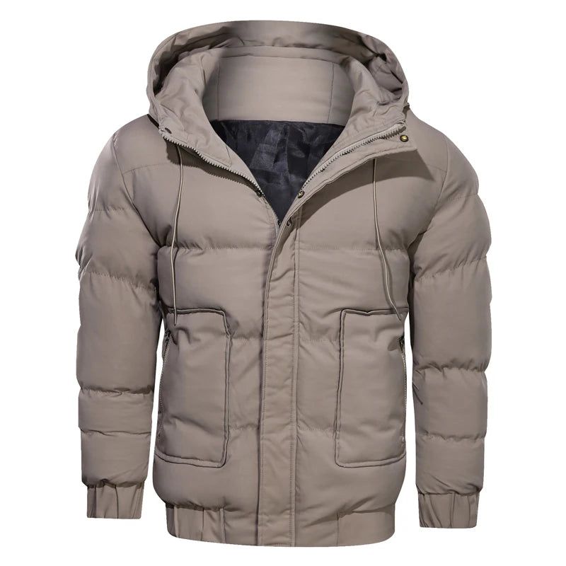 Winterjas Parka's Heren Effen Capuchon Rits Dikker Warme Jassen Waterdichte Herenparka's En - Zwart