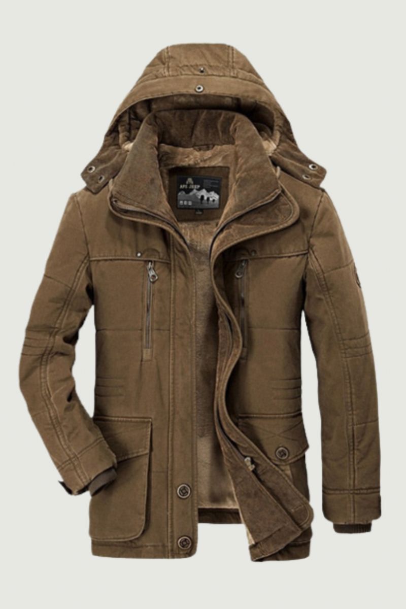 Winterparka's Heren Warme Katoenen Gewatteerde Jas Fleece Met Bontparka's