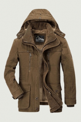 Winterparka's Heren Warme Katoenen Gewatteerde Jas Fleece Met Bontparka's