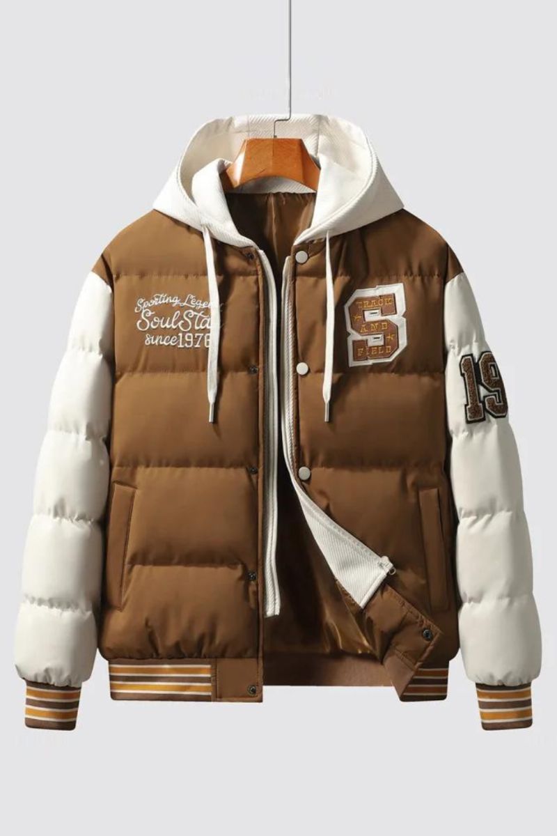 Winterwarm Met Katoen Gewatteerd Varsity-jack Verdikt American Street-katoenen Jack Met Capuchon Heren