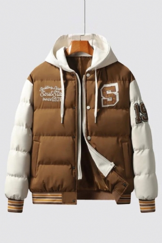 Winterwarm Met Katoen Gewatteerd Varsity-jack Verdikt American Street-katoenen Jack Met Capuchon Heren