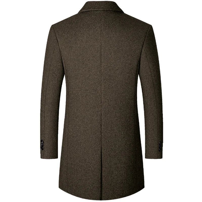 Winterwol Heren Dikke Jas Opstaande Kraag Mannelijke Wolmix Uitloper Jas Smart Casual Trench - Zwart