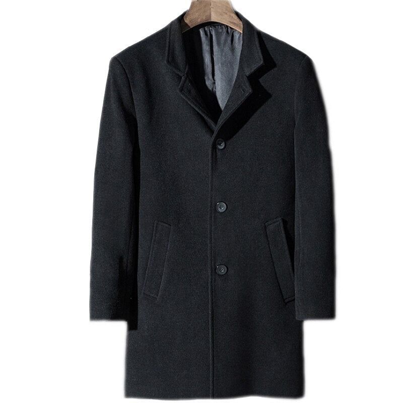 Winterwollen Jas Heren Lange Delen Wollen Jassen Kasjmier Jas Luxe Trenchcoat Winter - Grijs