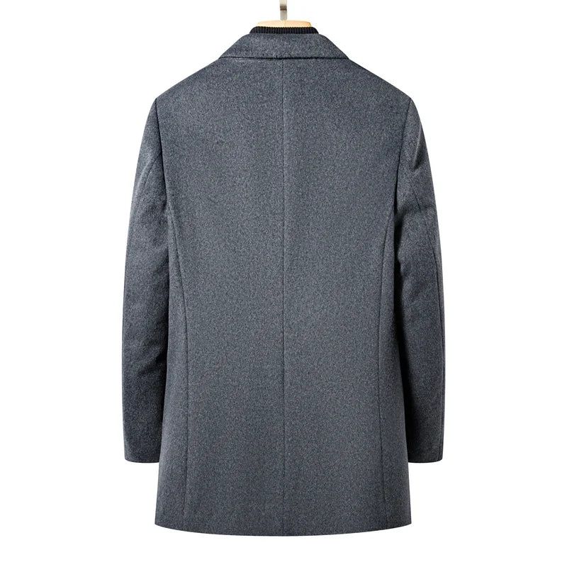 Wollen Jas Heren Business Casual Trenchcoat Jas Jas Jas Dik - Grijs