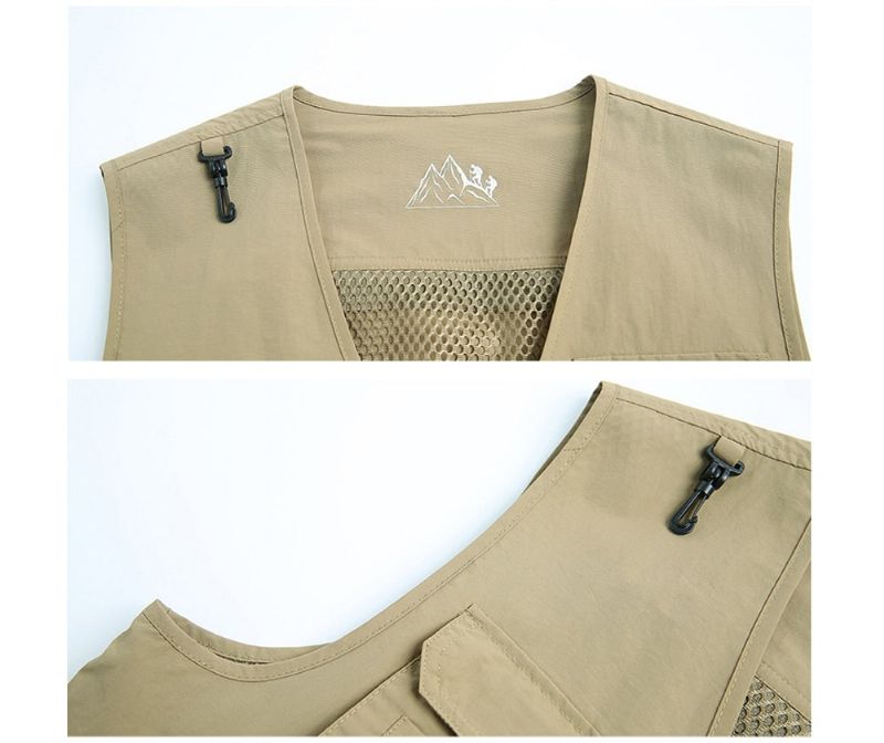 Zomer Heren Klassieke Vesten Ademend Multi-pocket Mesh Vest Mouwloze Jassen Man - Groen