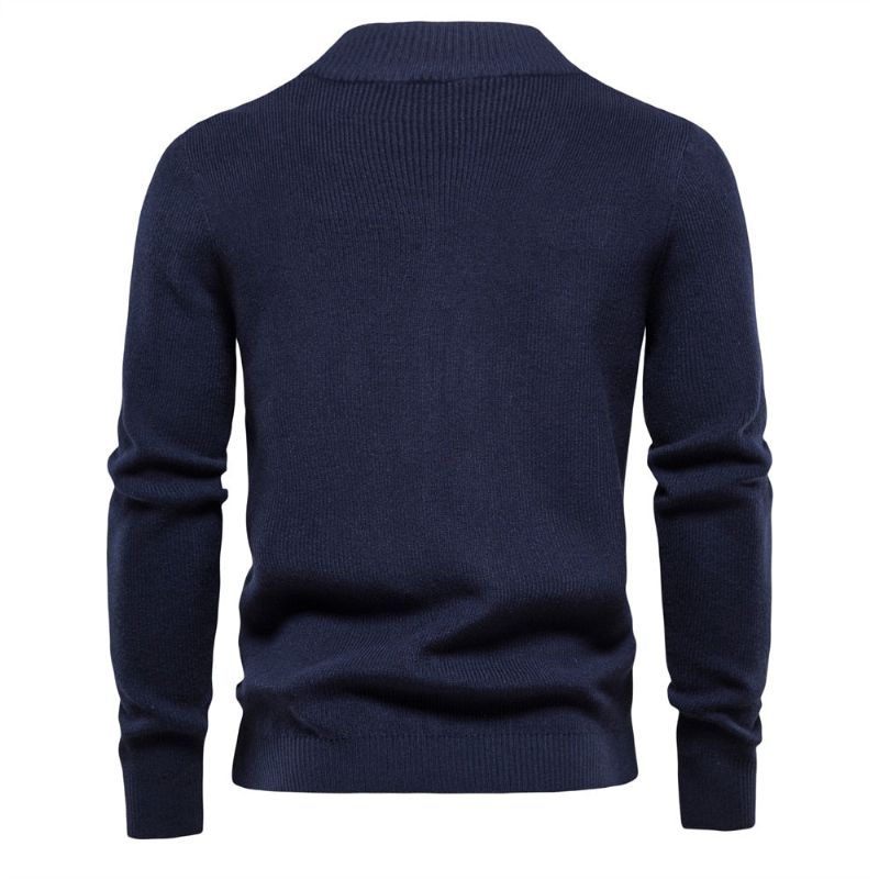 Dikker Heren Vest Effen Kleur Rits Basic Truien Hoge Kwaliteit Nieuwe Winter Herfst Vesten Voor Herenkleding - Blauw