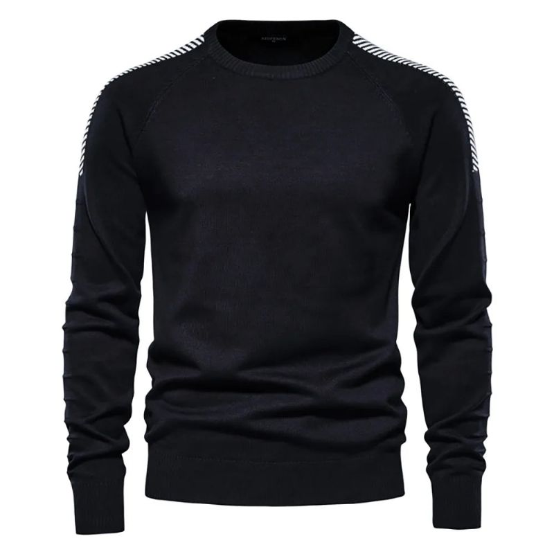 Gesplitste Drop Mouw Trui Mannen Casual O-hals Slim Fit Truien Heren Winter Warme Gebreide Voor - Wit