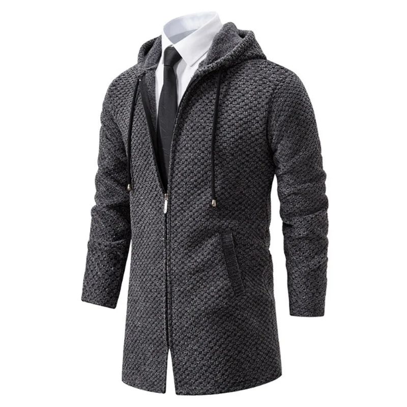 Halflang Gebreid Vest Herensweaterjack Loszittende Casual Pluche En Verdikte Trui-bovenkleding - Zwart