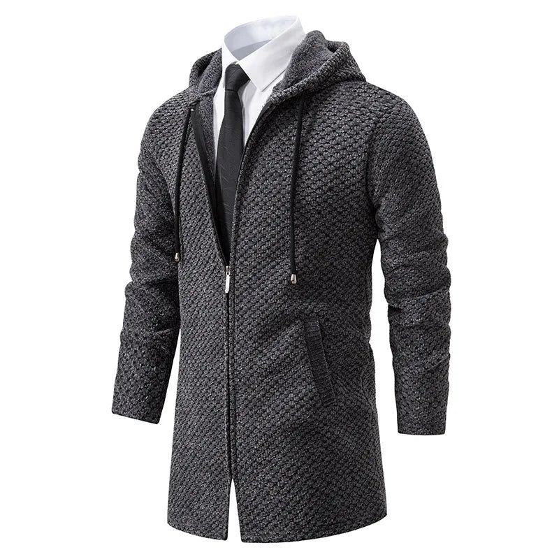 Halflang Gebreid Vest Herensweaterjack Loszittende Casual Pluche En Verdikte Trui-bovenkleding - Zwart