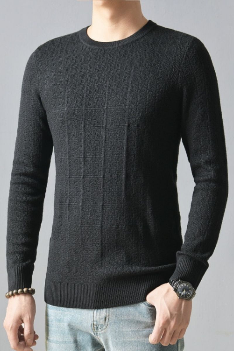 Heren Casual Gebreide Trui Dun Basic Slim Fit Eenvoudig Van Hoge Kwaliteit Truien Met Lange Mouwen En O-hals