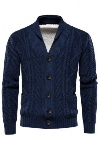 Heren Fleece Vesten Effen Kleur Single-breasted Casual Gebreide Trui Met Lange Mouwen Nieuwe Wintertruien