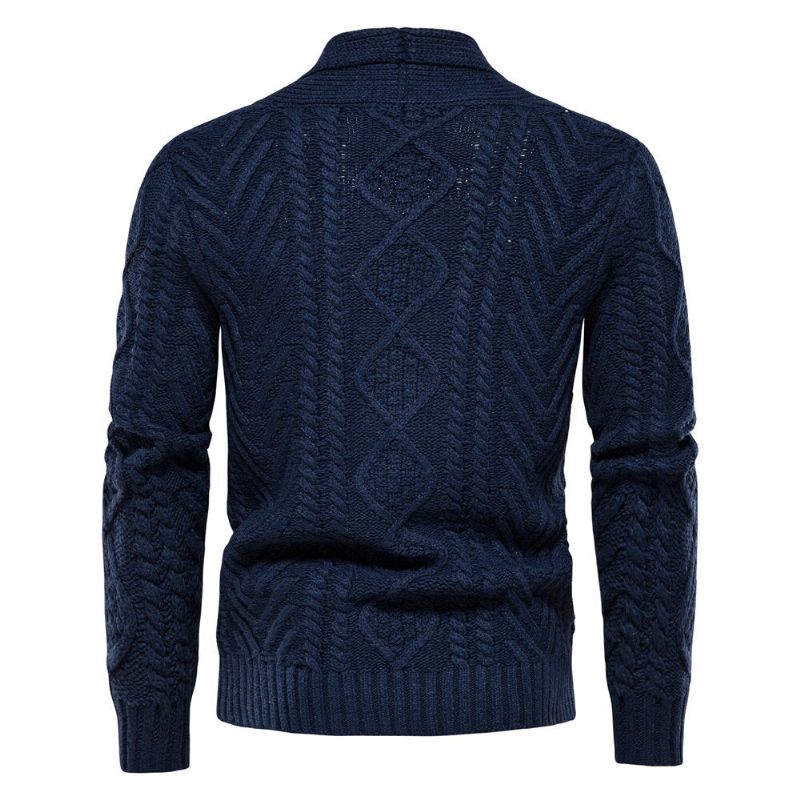 Heren Fleece Vesten Effen Kleur Single-breasted Casual Gebreide Trui Met Lange Mouwen Nieuwe Wintertruien - Donkergrijs