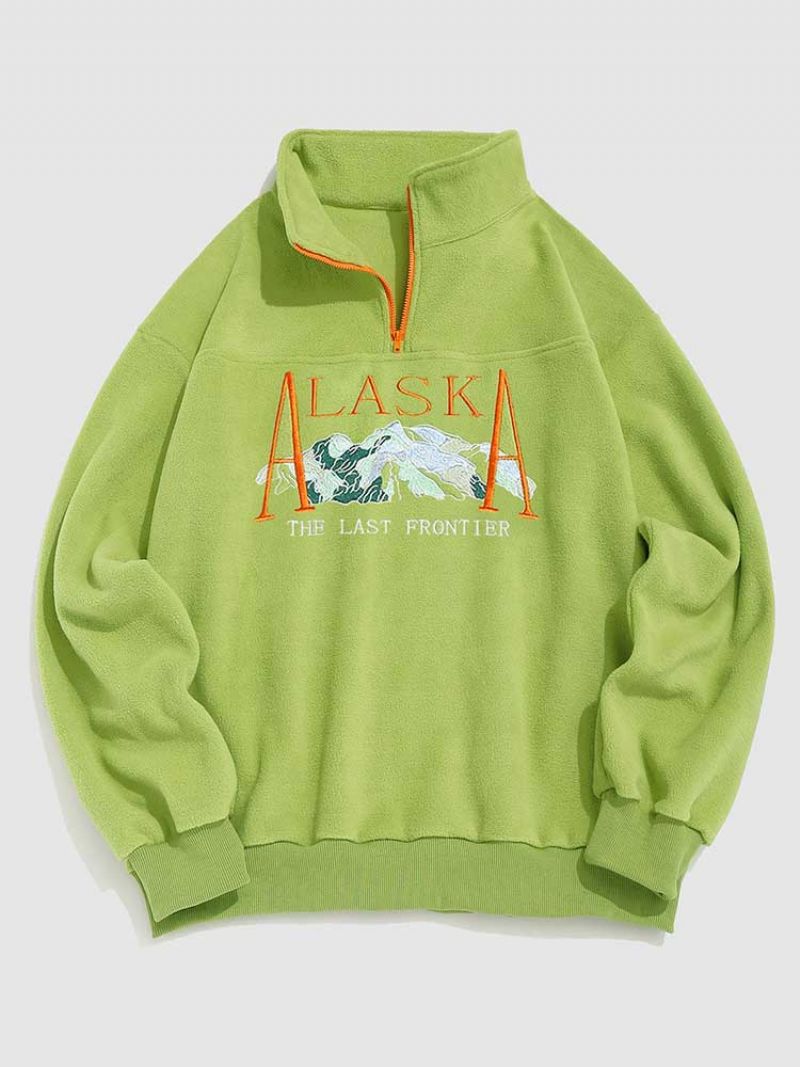 Heren Hoodie Grafisch Fleece Sweatshirt Vintage Coltrui Hoodies Kwartrits Herfst Winter Streetwear Sweats - Groen