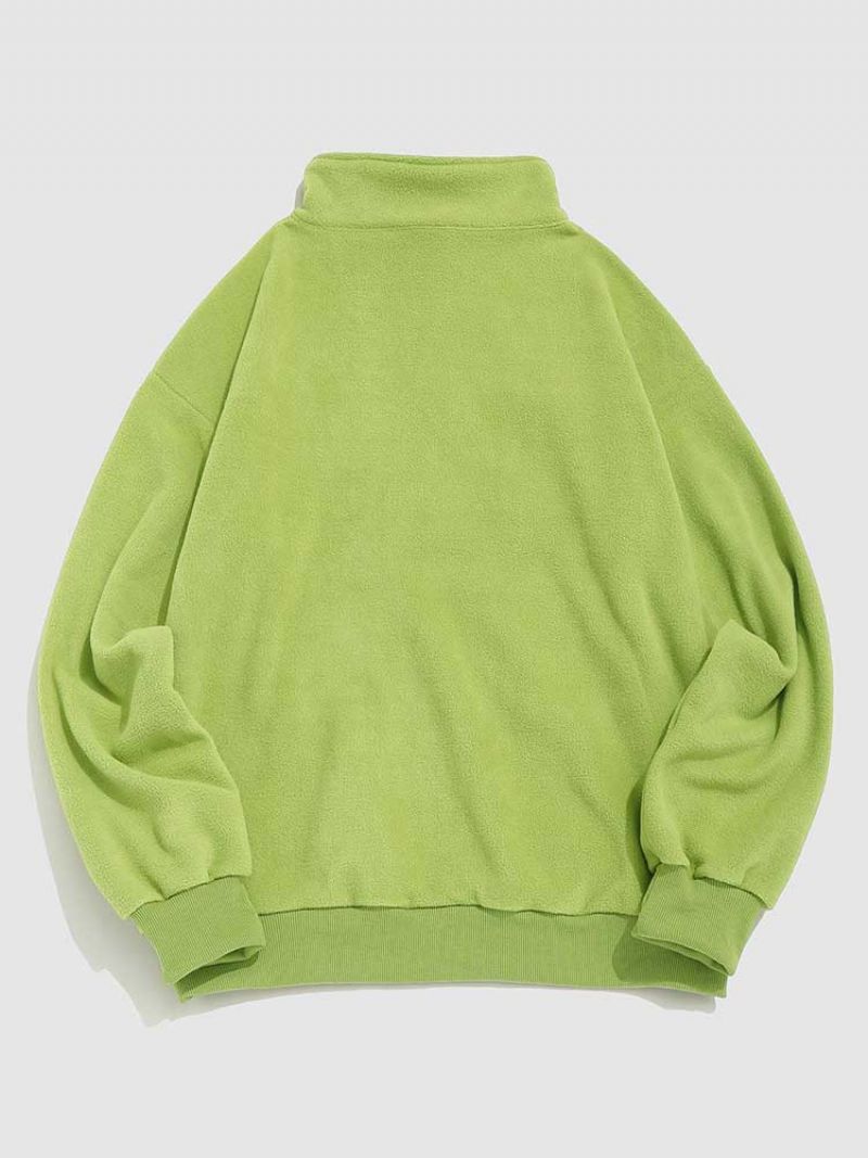 Heren Hoodie Grafisch Fleece Sweatshirt Vintage Coltrui Hoodies Kwartrits Herfst Winter Streetwear Sweats - Groen